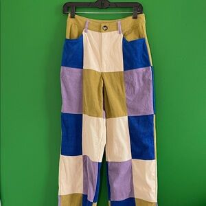Colorful Patchwork Corduroy Pants